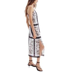 NWT H&M Black White Strappy Straight Neck Floral Midi Dress MEDIUM Spring Summer